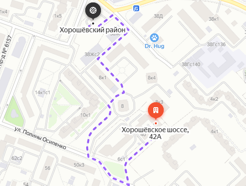 Схема проезда МРЭО ГИБДД Хорошевское шоссе 40 (Вл42А) 